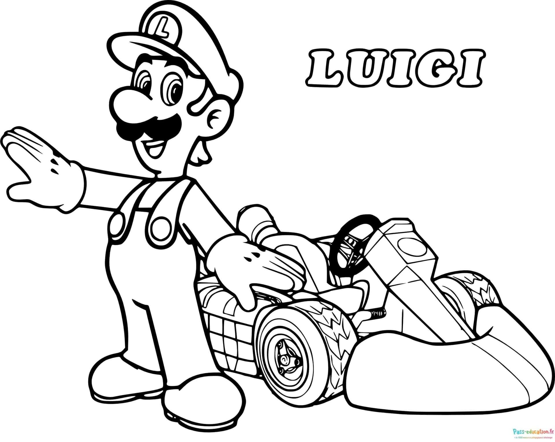 Coloriage Luigi en Kart à imprimer et colorier