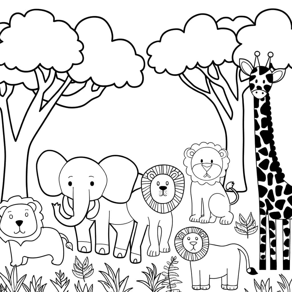 Coloriage Animaux de la Savane à imprimer et colorier