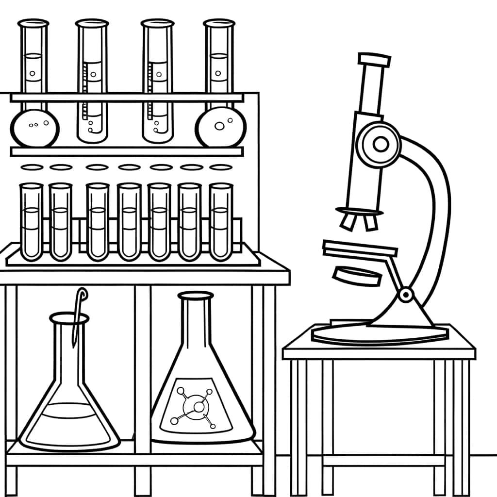 Coloriage Laboratoire de chimie à imprimer et colorier