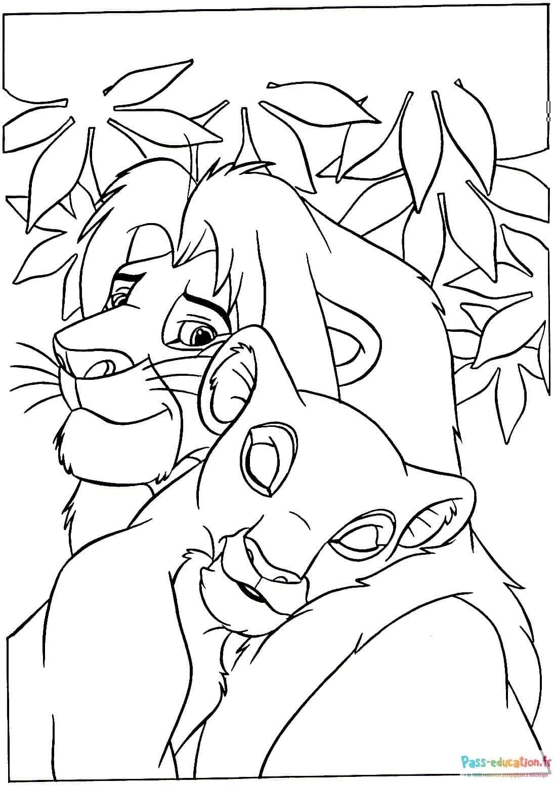 Coloriage Tendresse lionnesque à imprimer et colorier