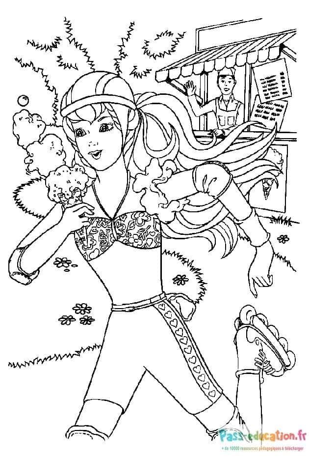 Coloriage Barbie à la plage à imprimer et colorier