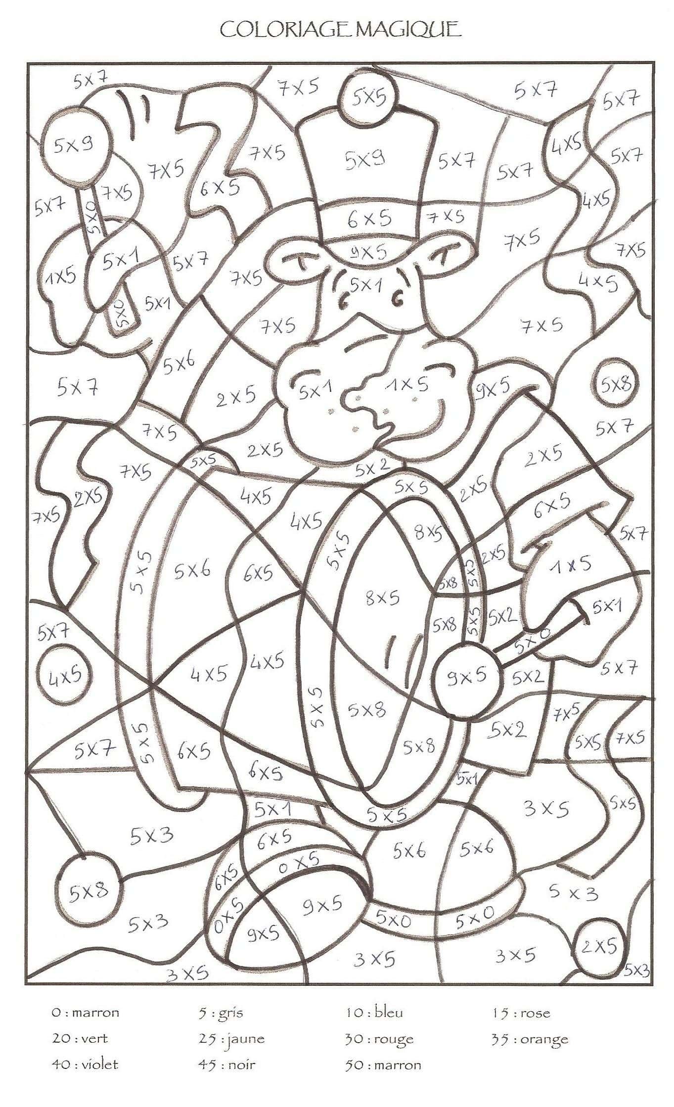 Coloriage Magie des multiplications à imprimer et colorier