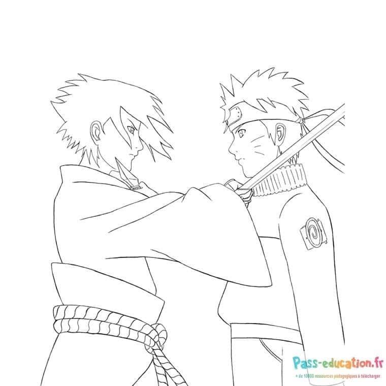 Coloriage Duel de ninjas à imprimer et colorier