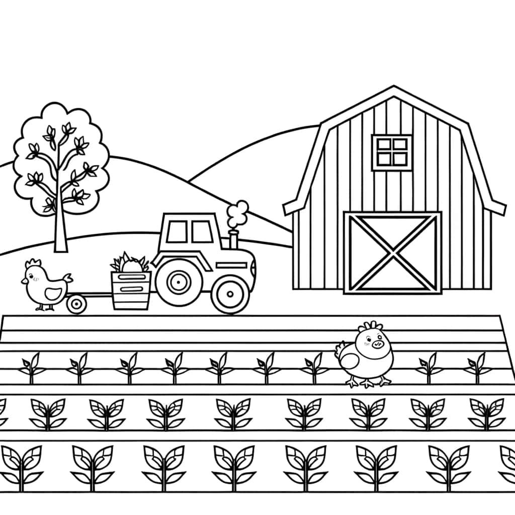 Coloriage Ferme animée à imprimer et colorier