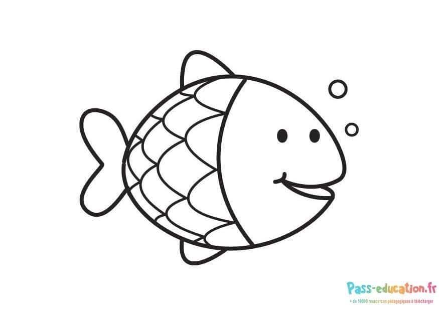 Coloriage Poisson souriant à imprimer et colorier