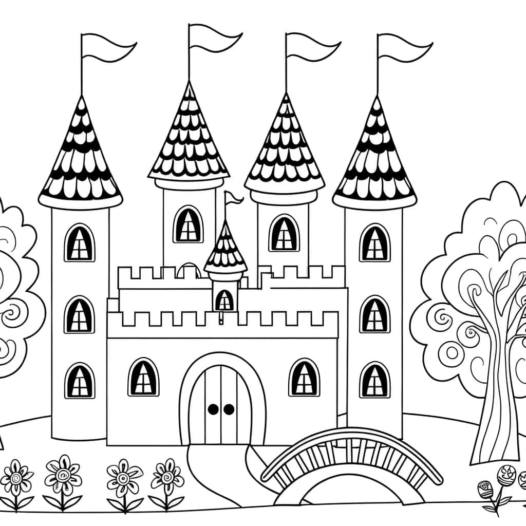 Coloriage Château de princesse à imprimer et colorier