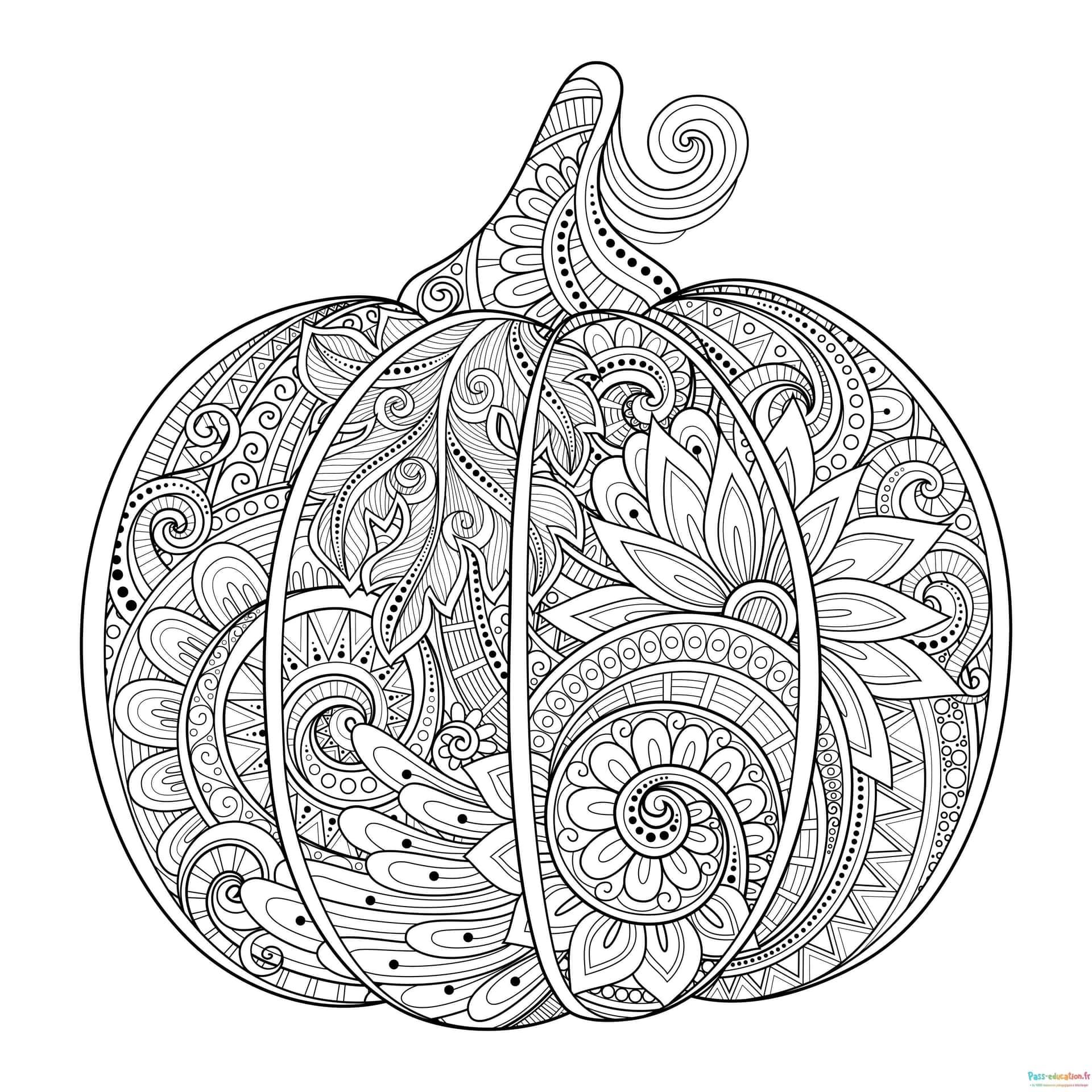 Coloriage Citrouille Mandala à imprimer et colorier