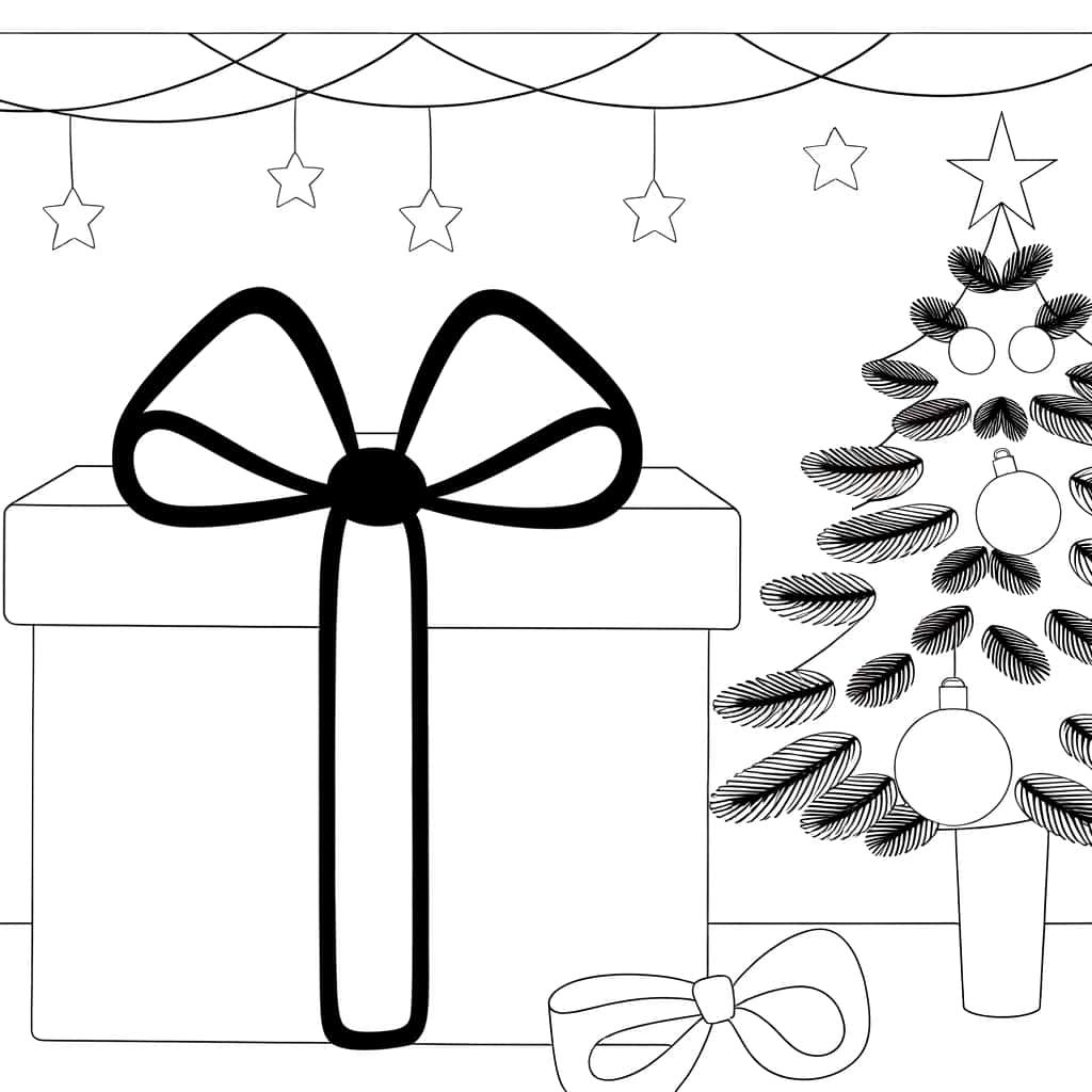 Coloriage Cadeau de Noël à imprimer et colorier