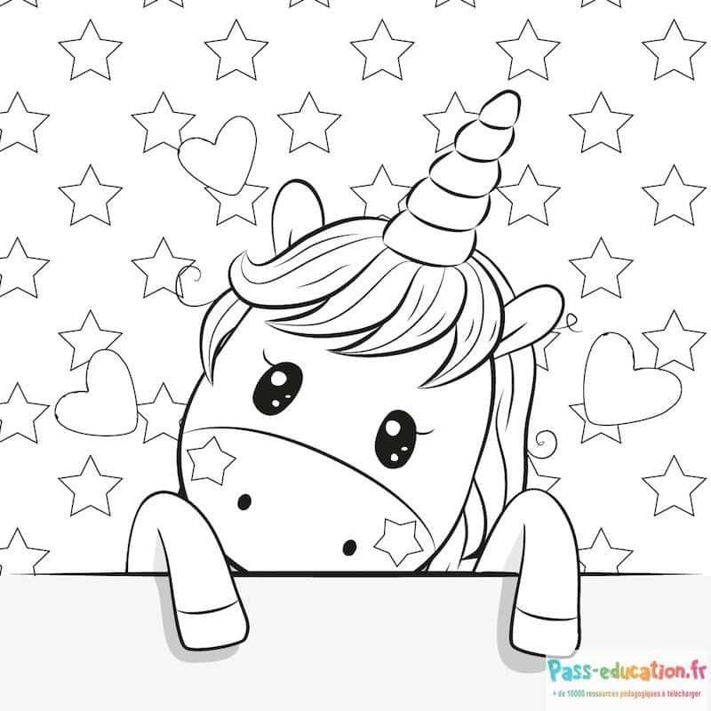Coloriage Licorne curieuse à imprimer et colorier