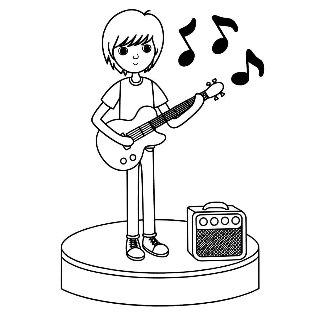Coloriage Ado guitariste à imprimer et colorier