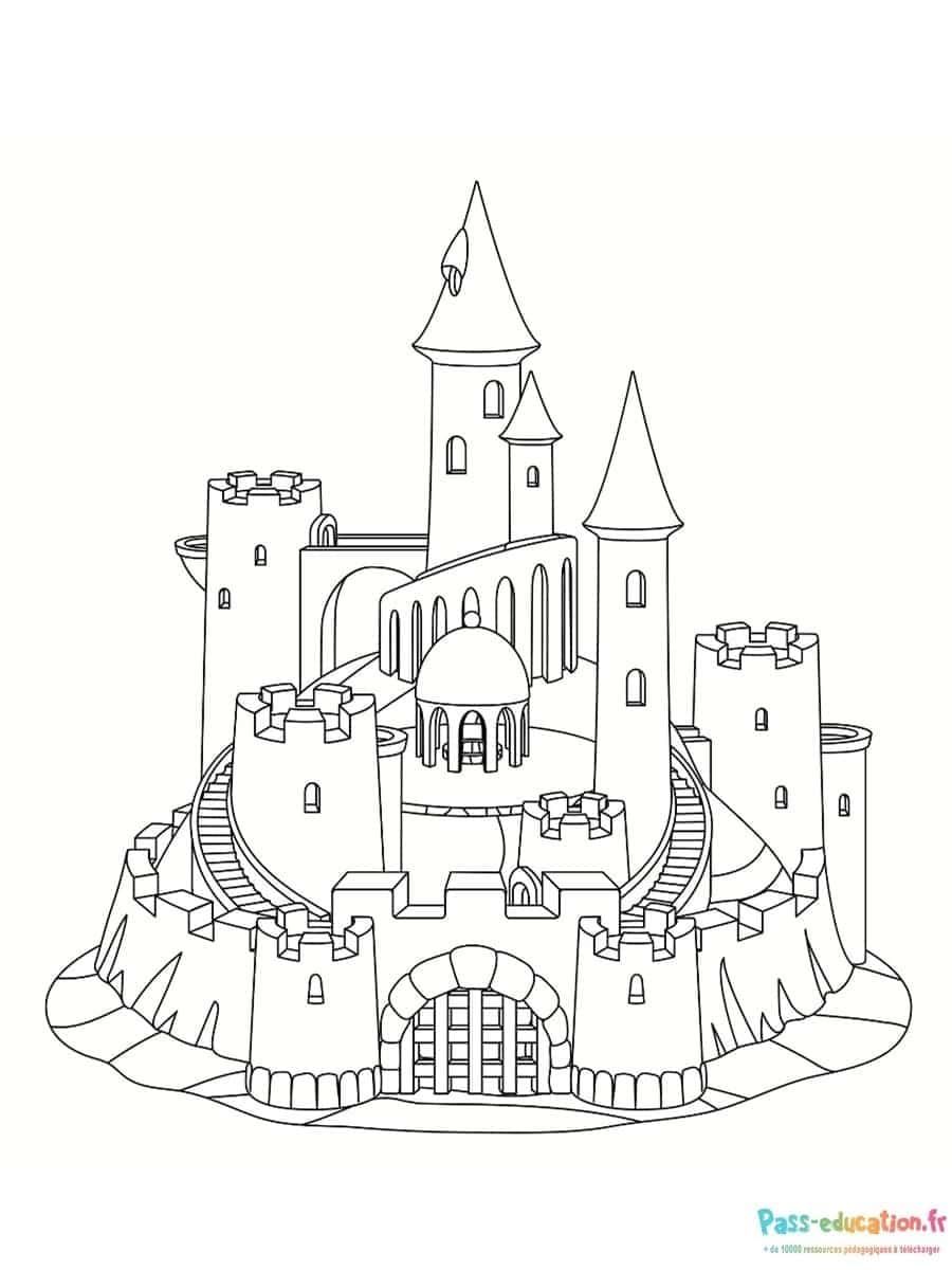 Coloriage Château fort à imprimer et colorier