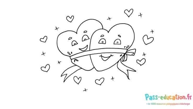 Coloriage Cœurs amoureux à imprimer et colorier