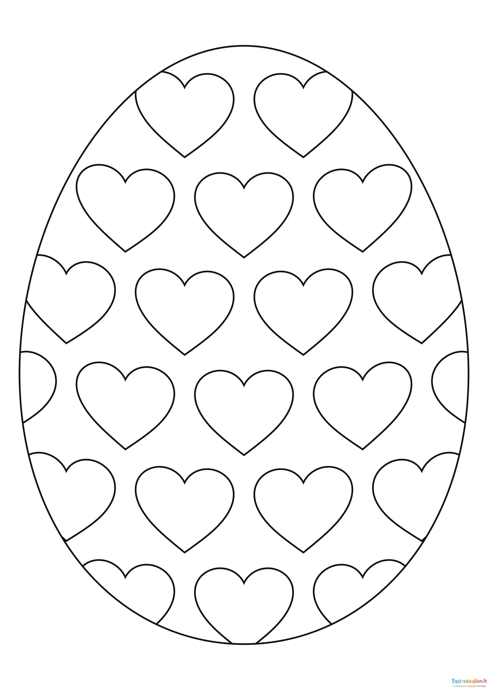 Coloriage Oeuf aux coeurs à imprimer et colorier