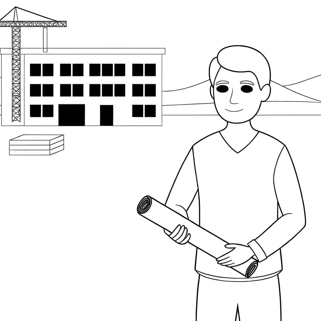 Coloriage Architecte sur chantier à imprimer et colorier