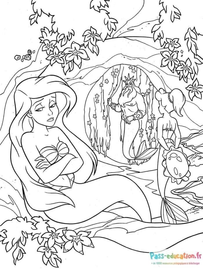 Coloriage Sirène et roi Triton à imprimer et colorier