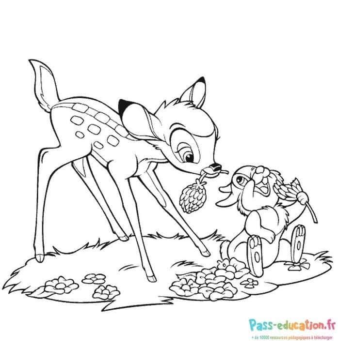Coloriage Bambi et Panpan à imprimer et colorier