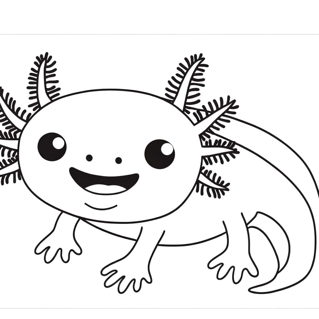 Coloriage Axolotl souriant à imprimer et colorier