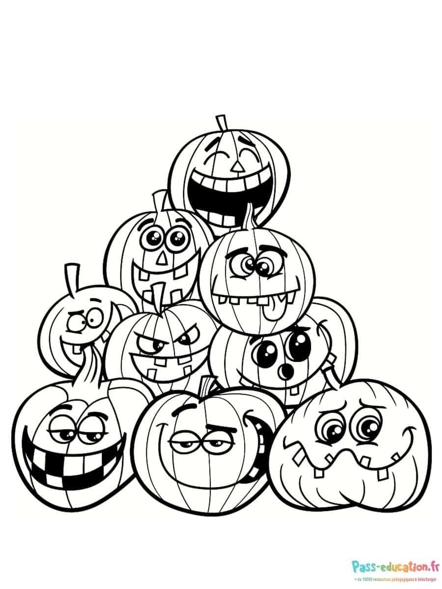 Coloriage Citrouilles amusantes à imprimer et colorier
