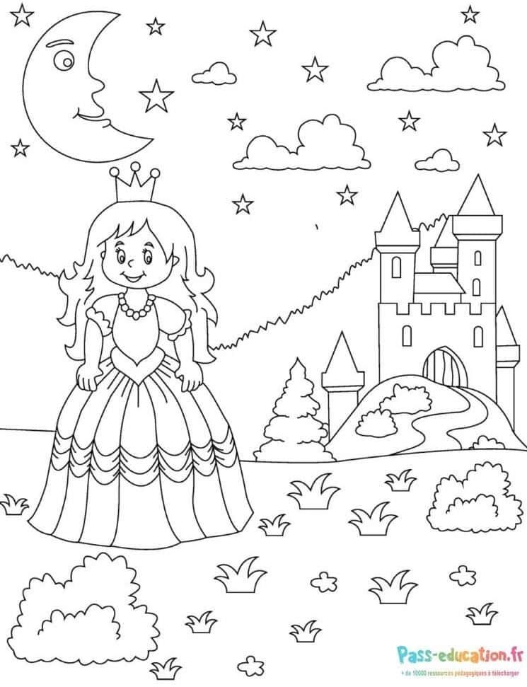 Coloriage Princesse nocturne à imprimer et colorier