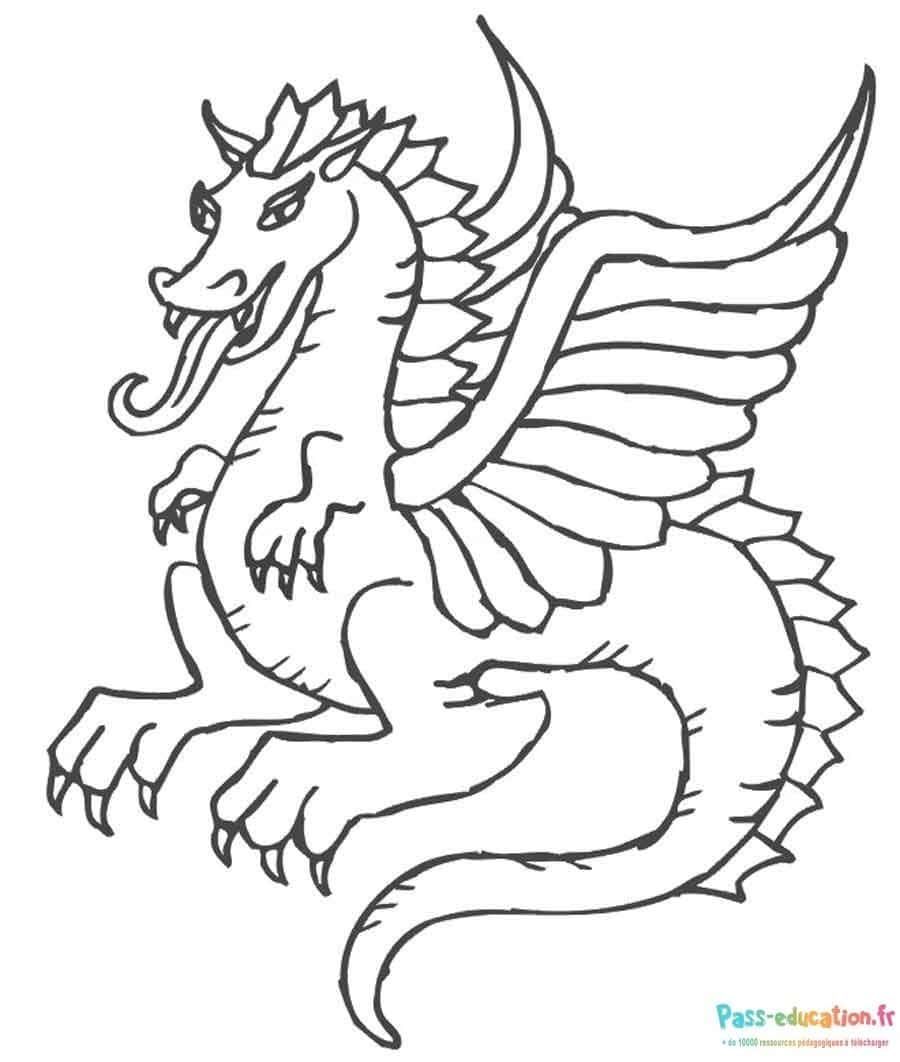 Coloriage Dragon ailé à imprimer et colorier