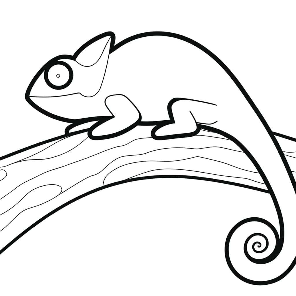 Coloriage Caméléon sur branche à imprimer et colorier