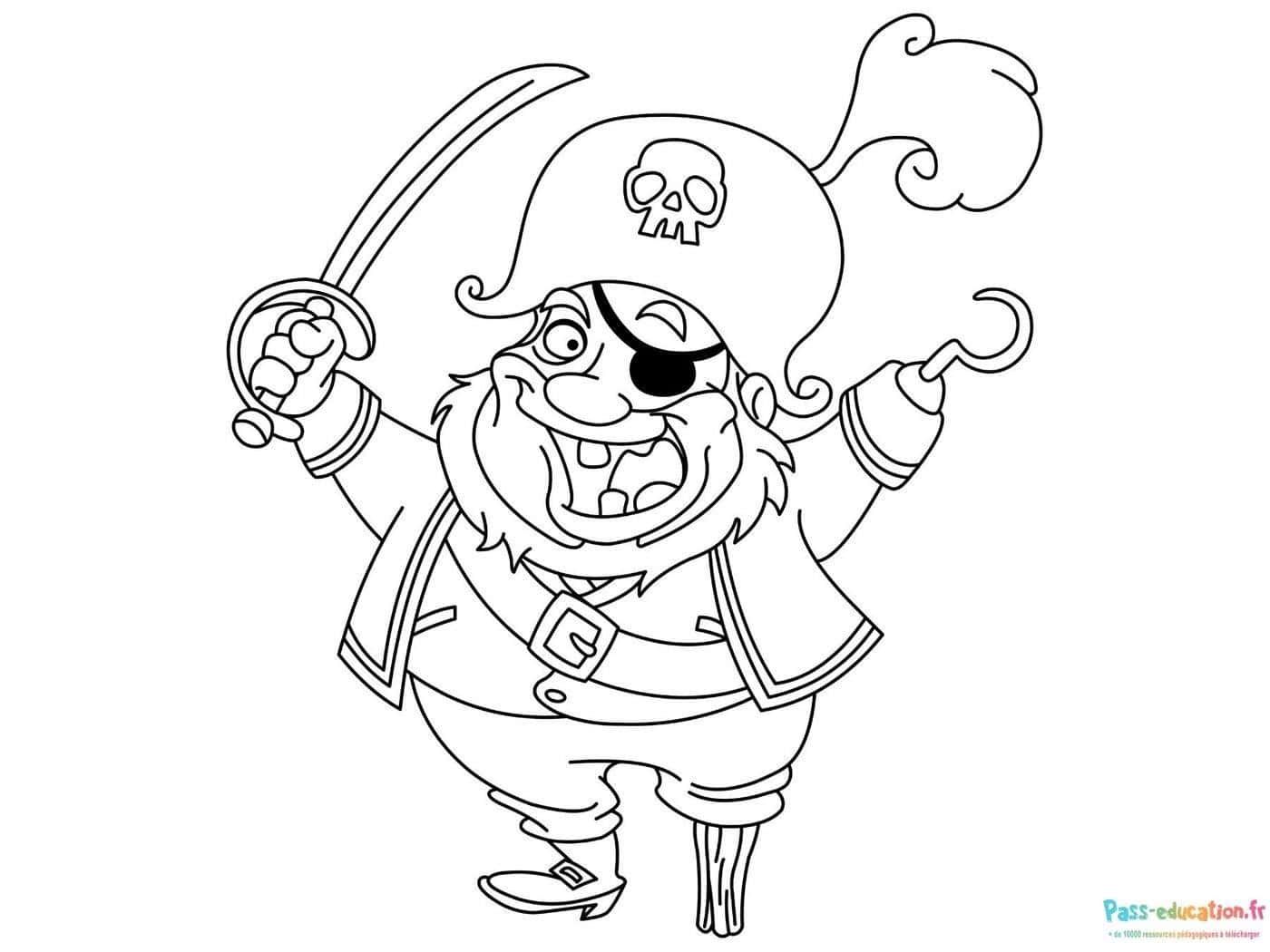 Coloriage Pirate joyeux à imprimer et colorier