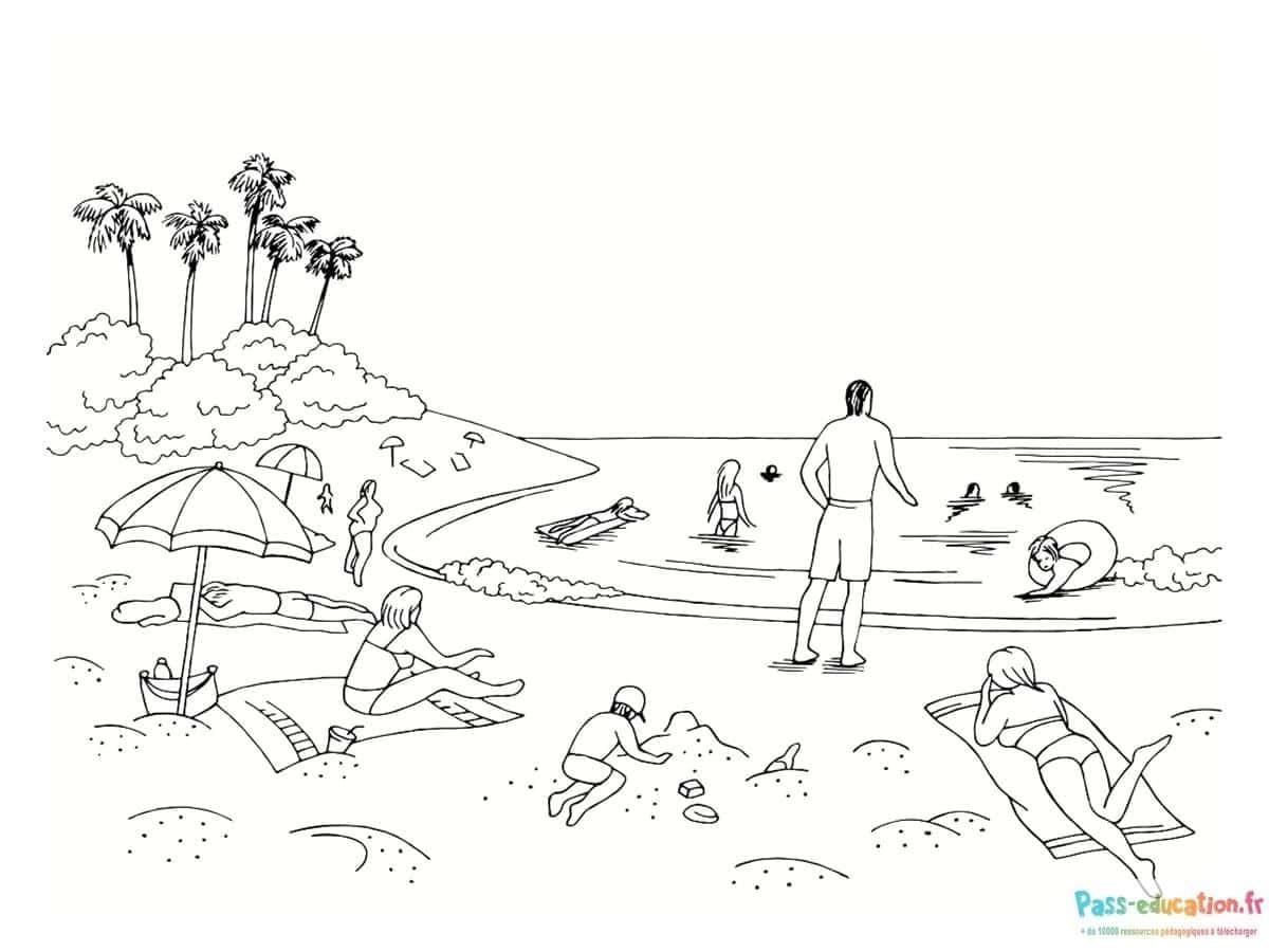 Coloriage Journée à la plage à imprimer et colorier