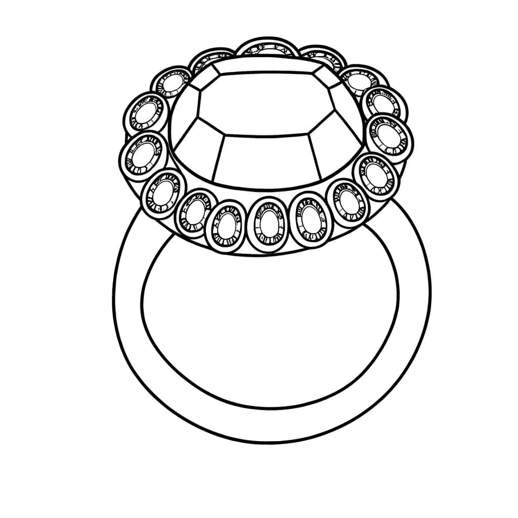 Coloriage Bague avec diamants à imprimer et colorier