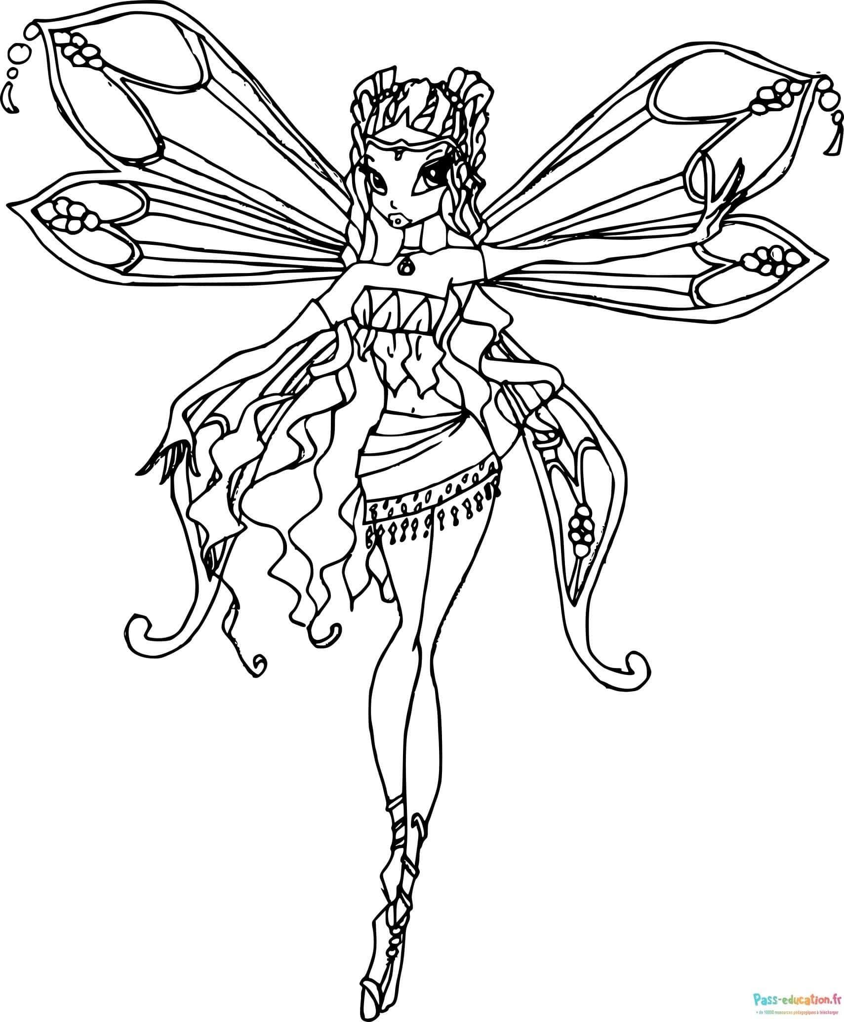 Coloriage Fée élégante à imprimer et colorier