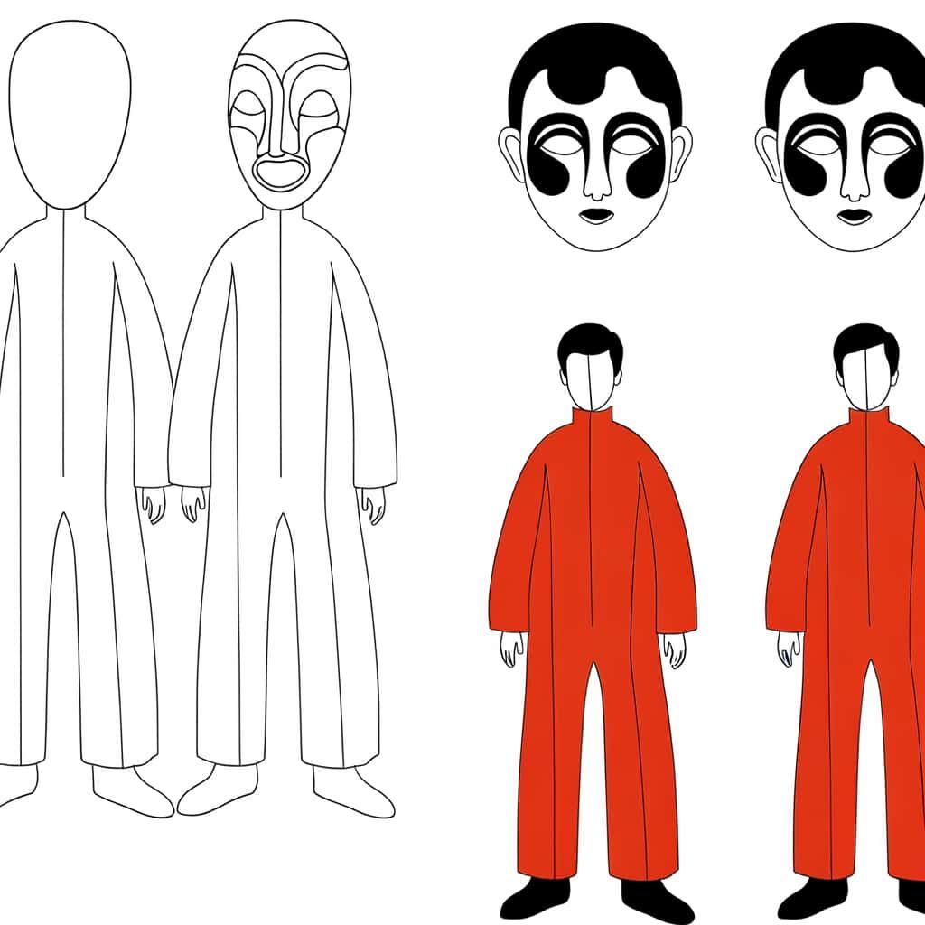Coloriage Braqueurs en combinaison à imprimer et colorier