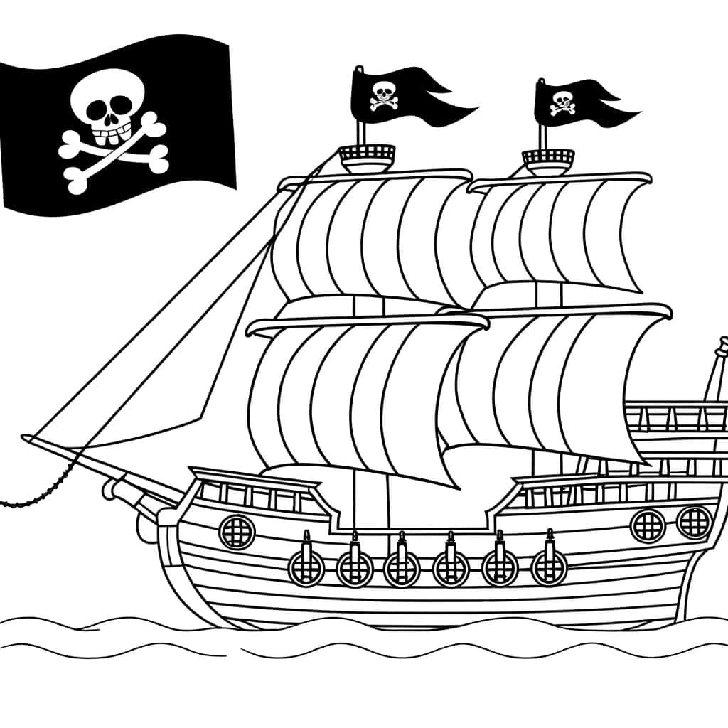 Coloriage Bateau pirate à imprimer et colorier