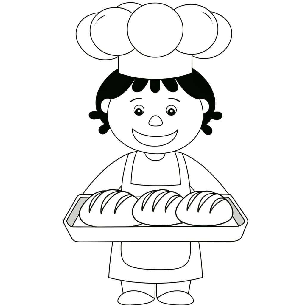 Coloriage Boulanger avec pain à imprimer et colorier