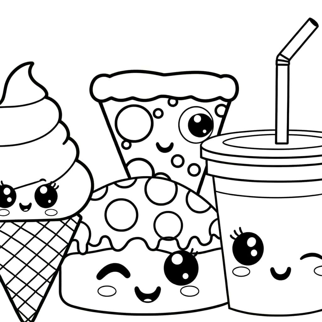 Coloriage Nourriture Kawaii à imprimer et colorier