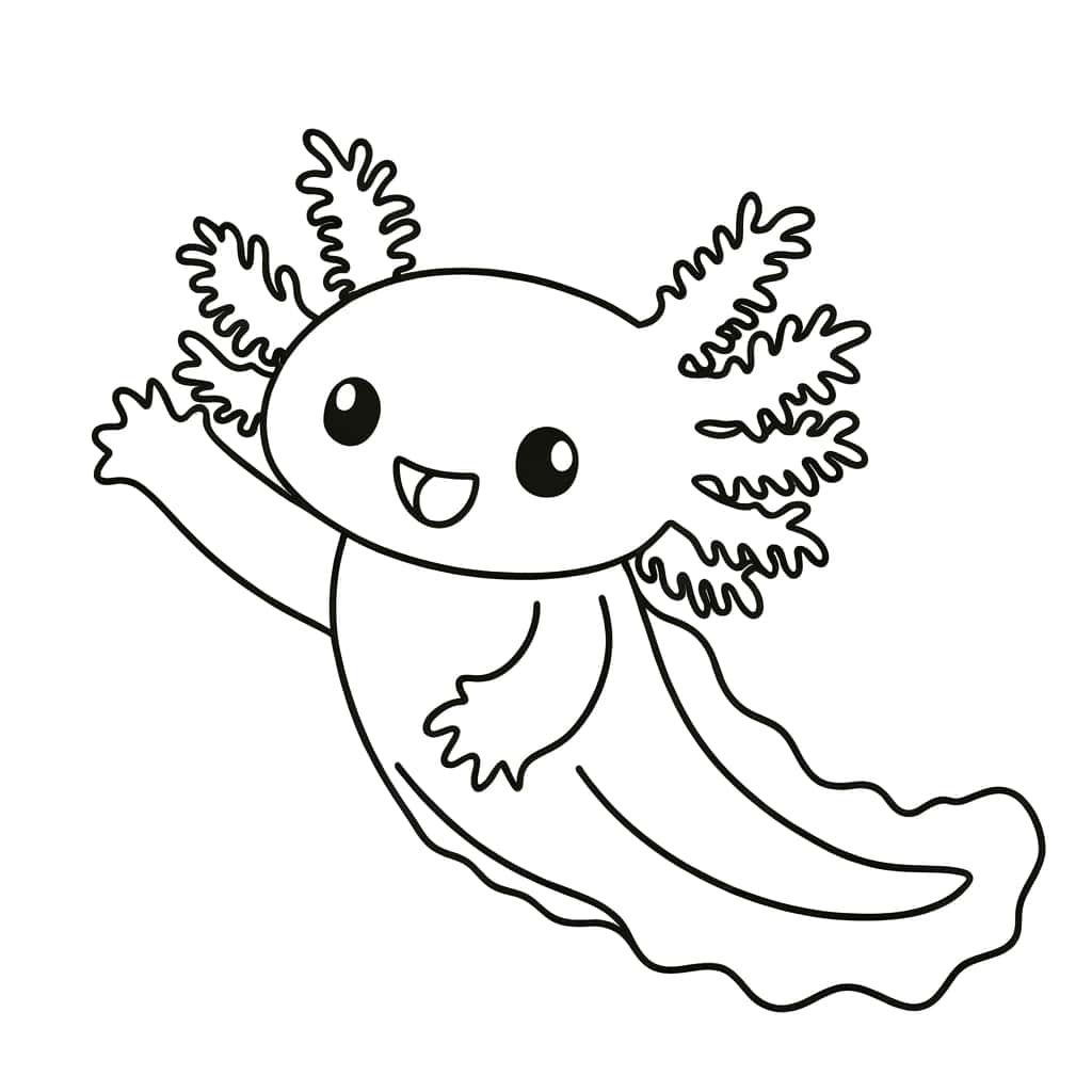 Coloriage Axolotl souriant à imprimer et colorier