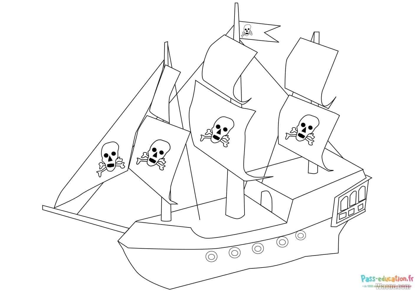 Coloriage Bateau Pirate à imprimer et colorier