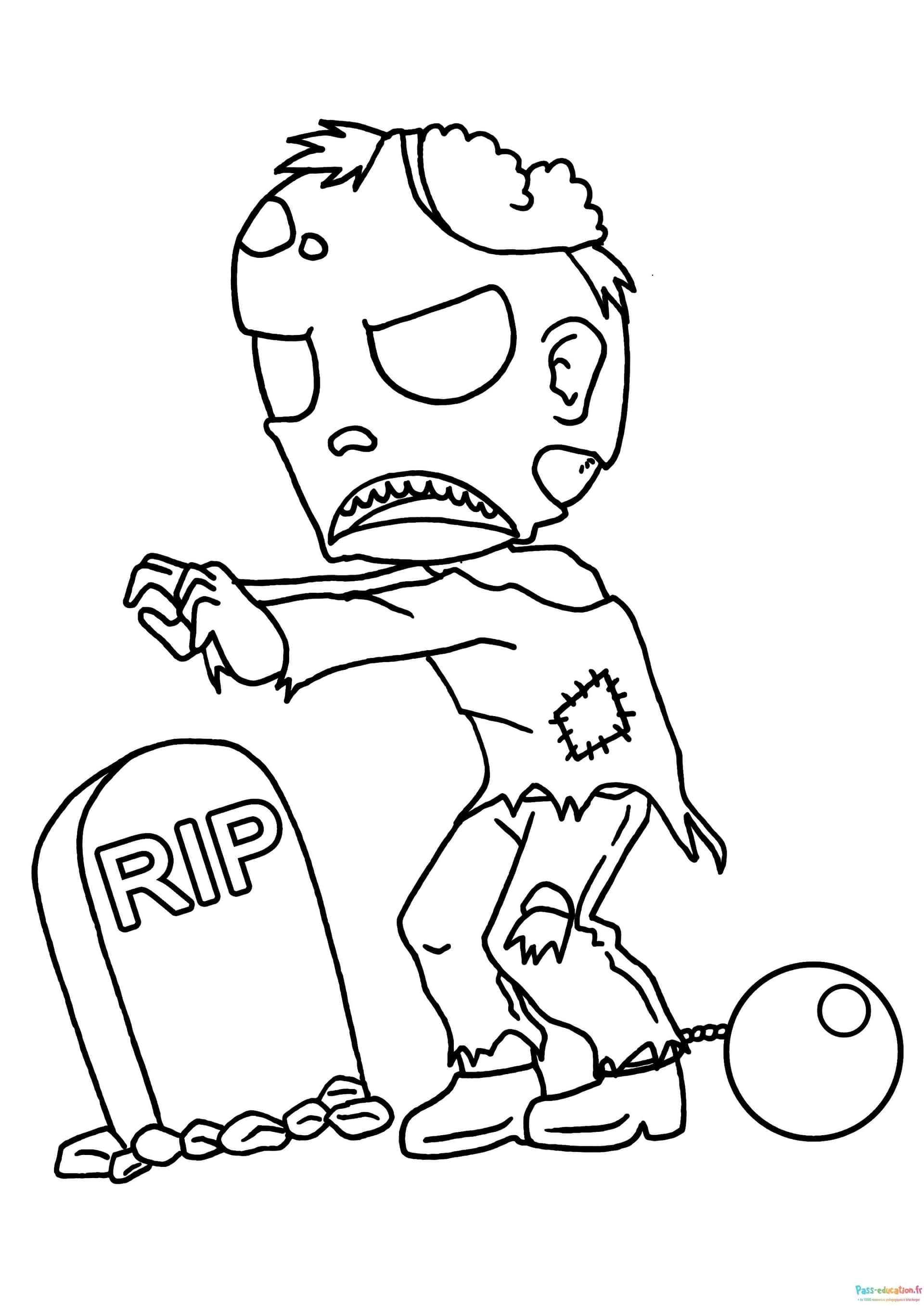 Coloriage Zombie déchaîné à imprimer et colorier