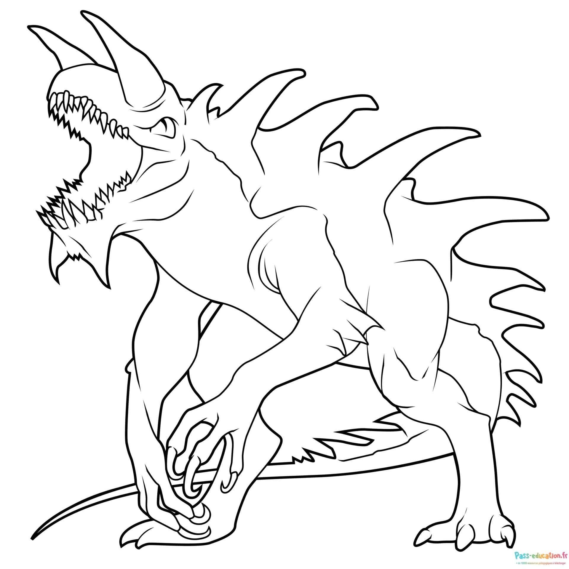 Coloriage Dragon féroce à imprimer et colorier