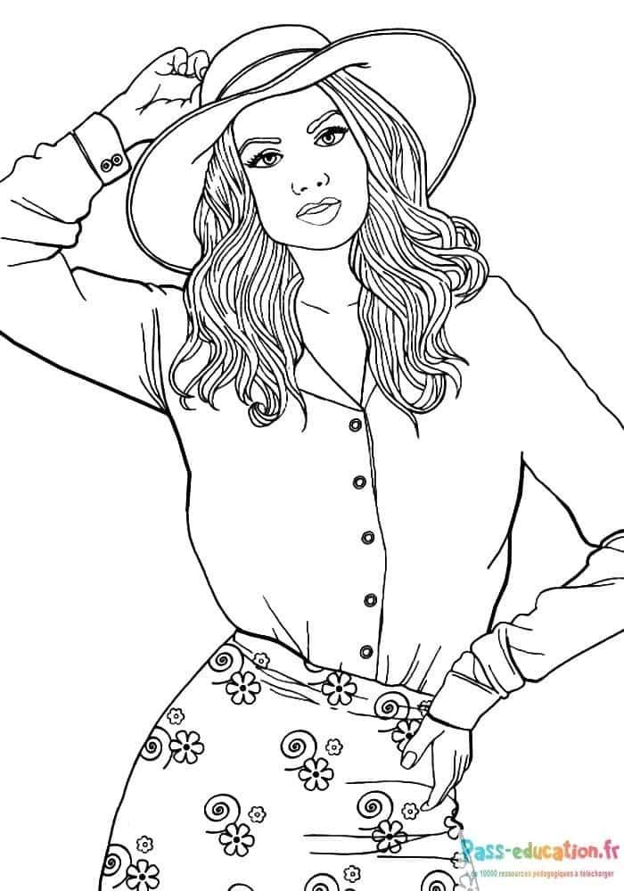Coloriage Jeune fille élégante à imprimer et colorier