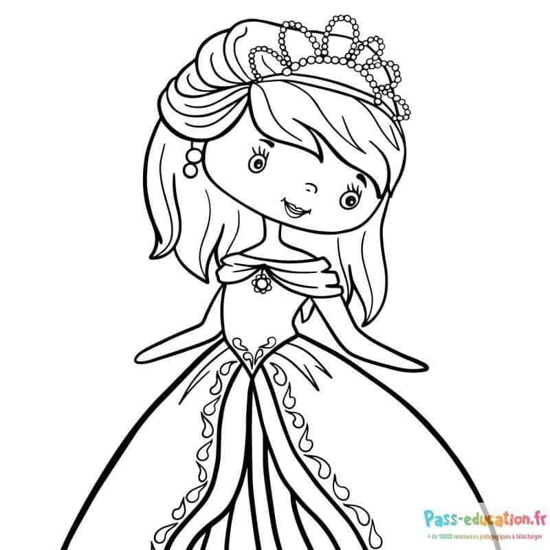 Coloriage Princesse souriante à imprimer et colorier