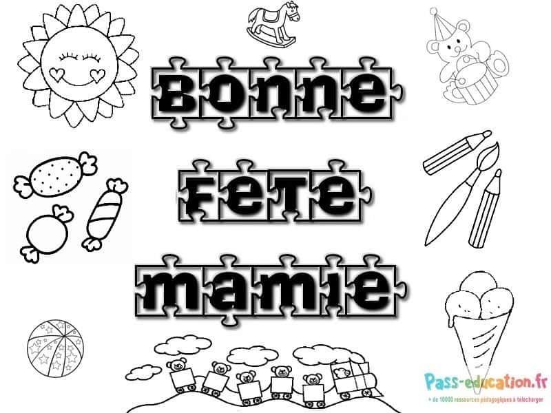 Coloriage Bonne fête mamie à imprimer et colorier