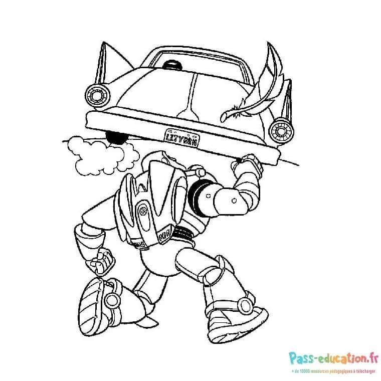 Coloriage Buzz Lightyear et voiture à imprimer et colorier