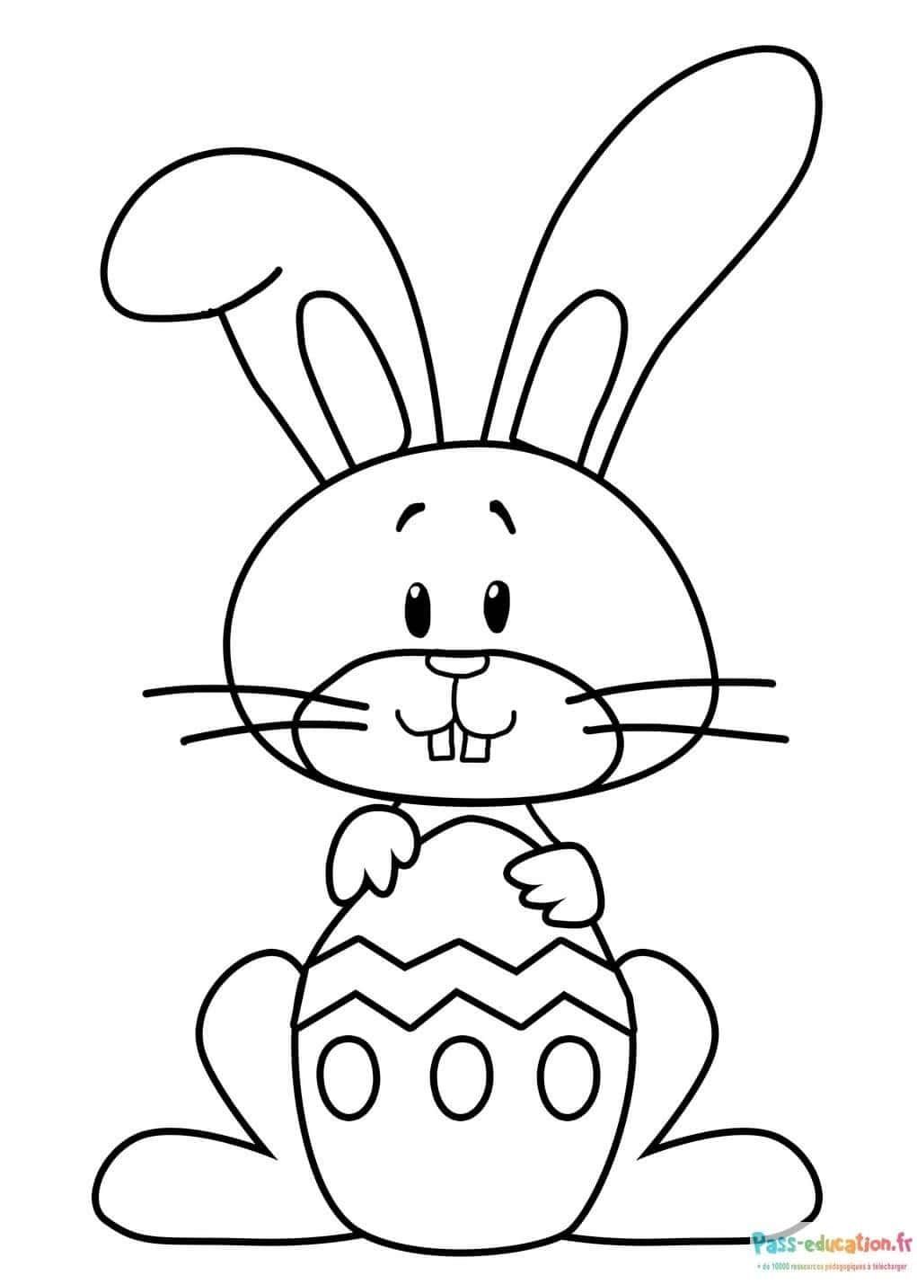 Coloriage Lapin avec œuf à imprimer et colorier