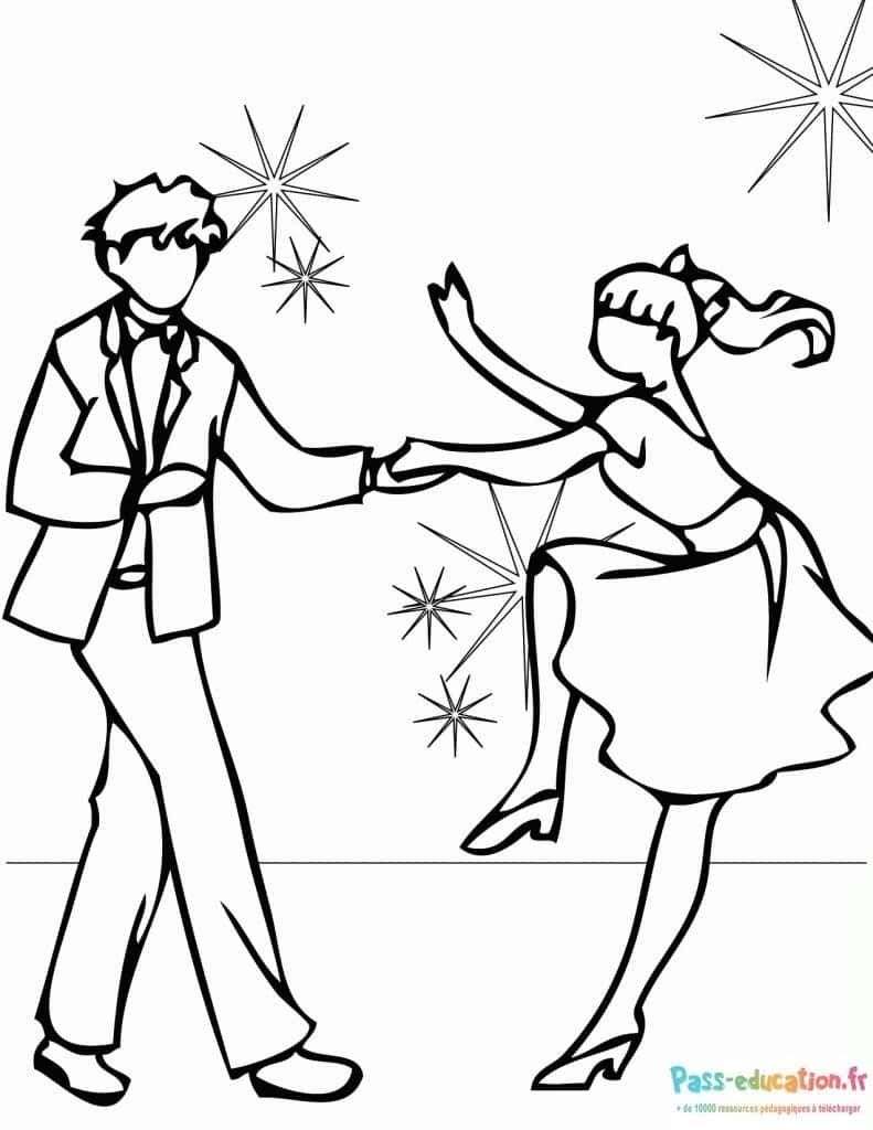 Coloriage Danse de salon à imprimer et colorier