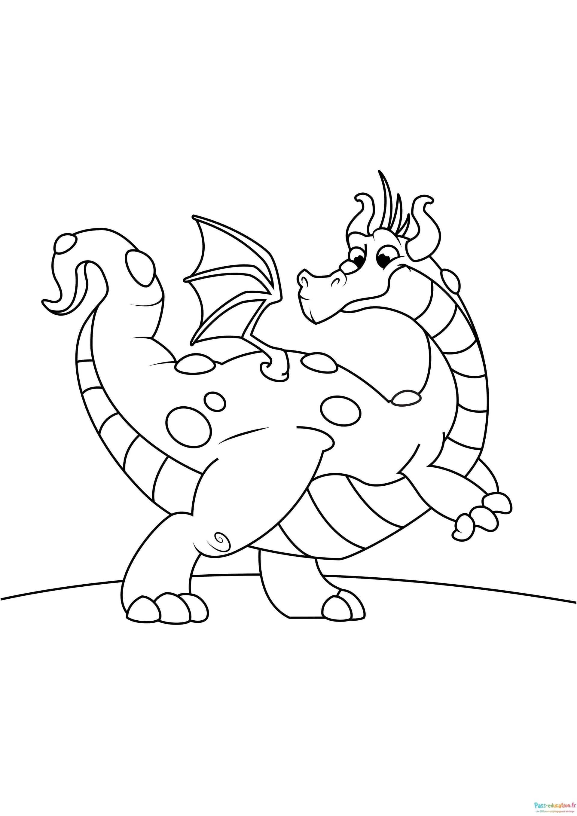 Coloriage Dragon souriant à imprimer et colorier
