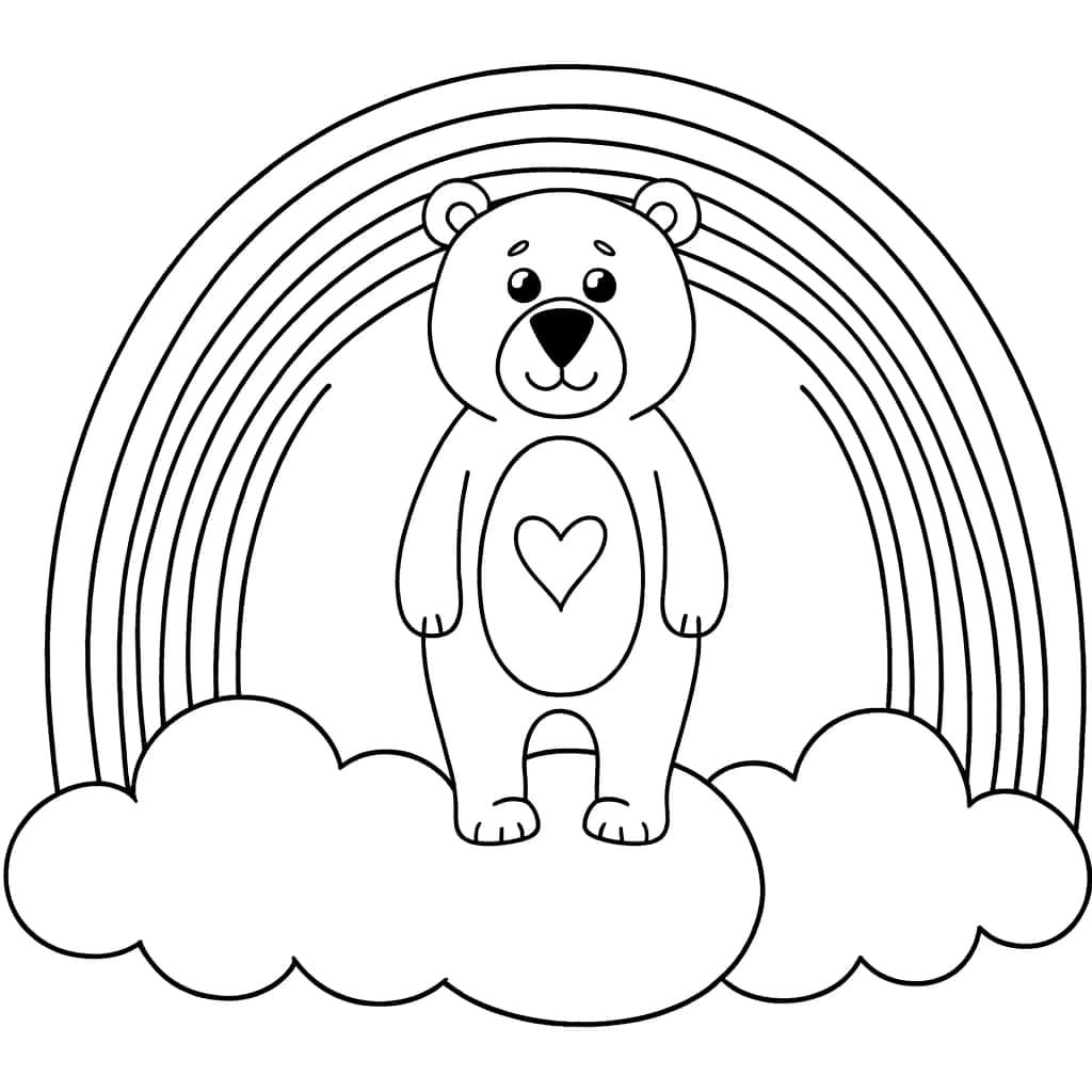 Coloriage Bisounours arc-en-ciel à imprimer et colorier