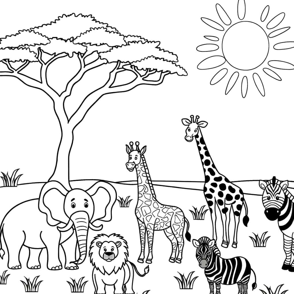 Coloriage Animaux africains à imprimer et colorier