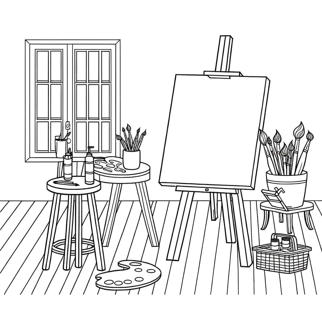 Coloriage Atelier d'artiste à imprimer et colorier