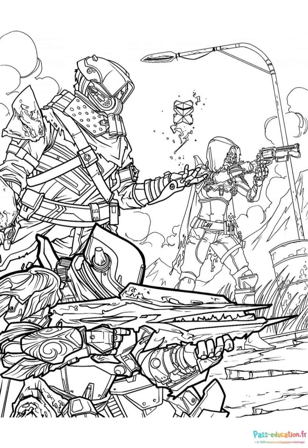 Coloriage Duo de combattants Fortnite à imprimer et colorier