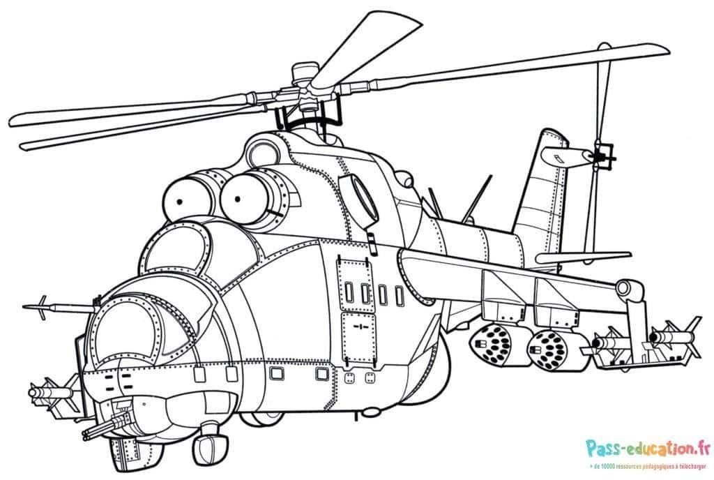 Coloriage Hélicoptère militaire à imprimer et colorier