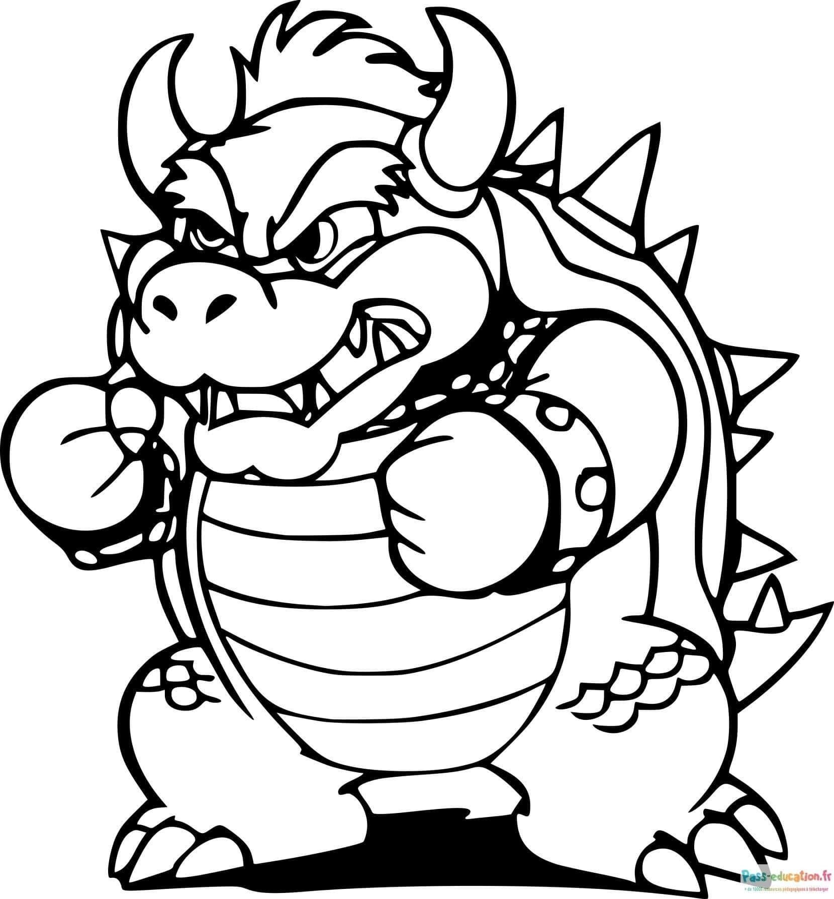 Coloriage Bowser féroce à imprimer et colorier